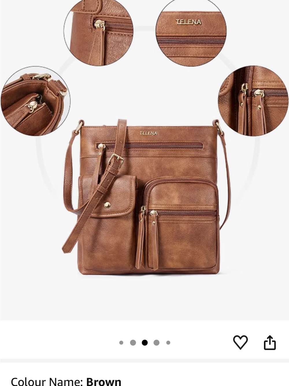 NWT Telena Brown Multi-Pocket Crossbody Organizer